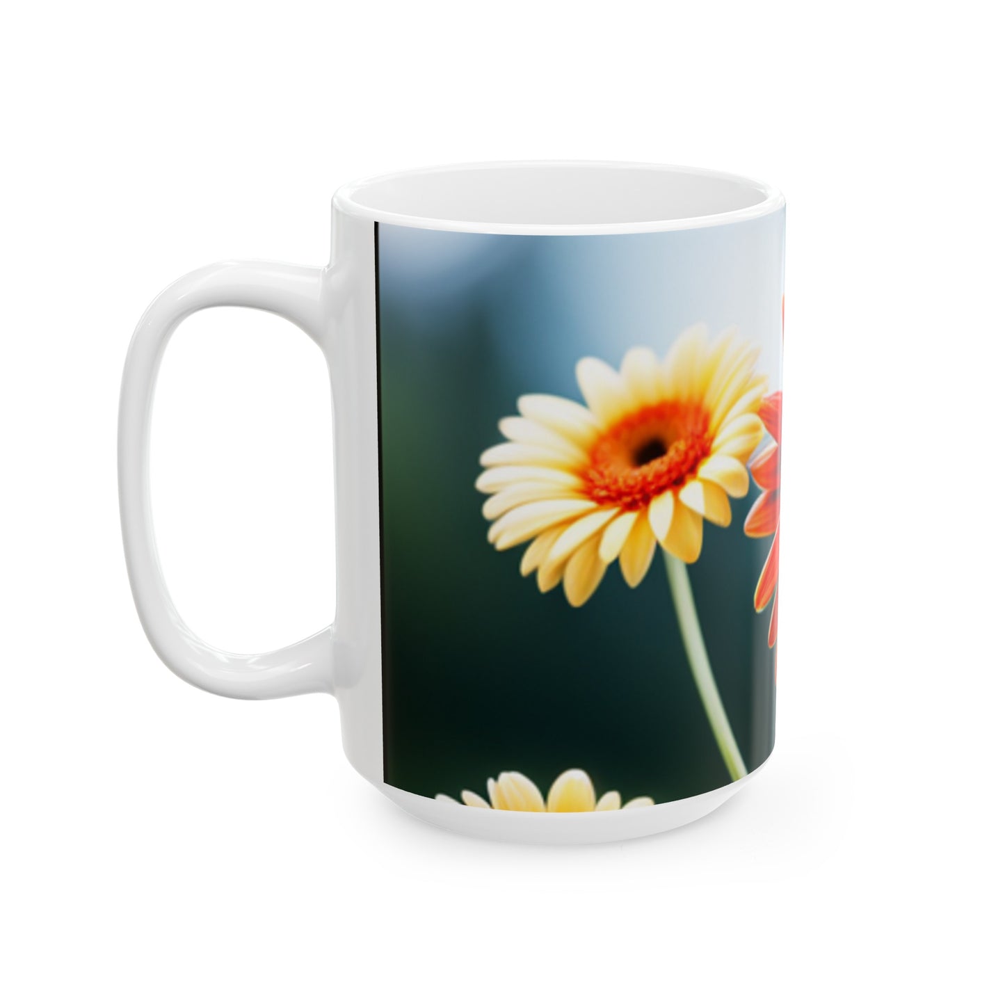 Sunshine Blooms: Vibrant Gerberas Ceramic Mug, (11oz, 15oz)