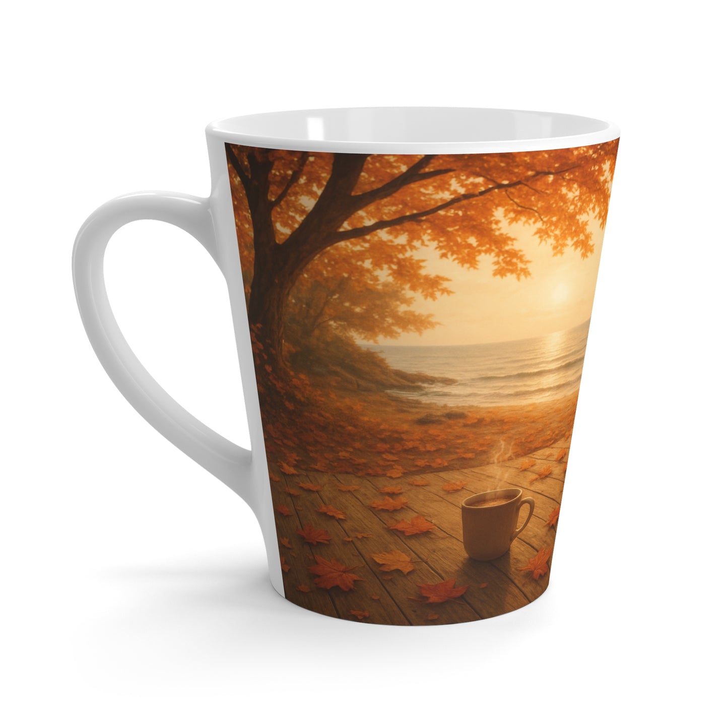 Mug with a scenic design of a tree and path on a white background