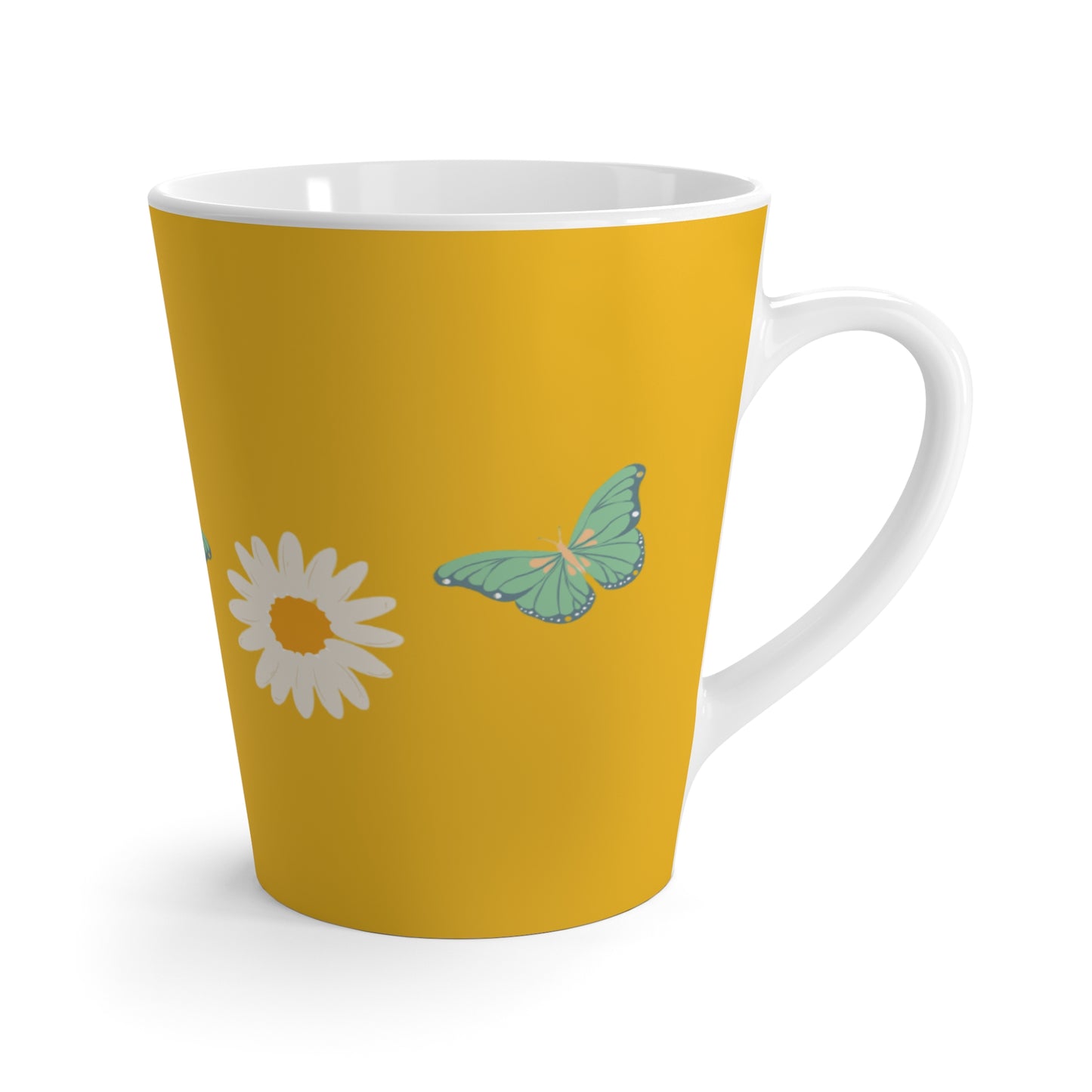 Springtime Bloom Latte Mug β spring floral ceramic cup side view