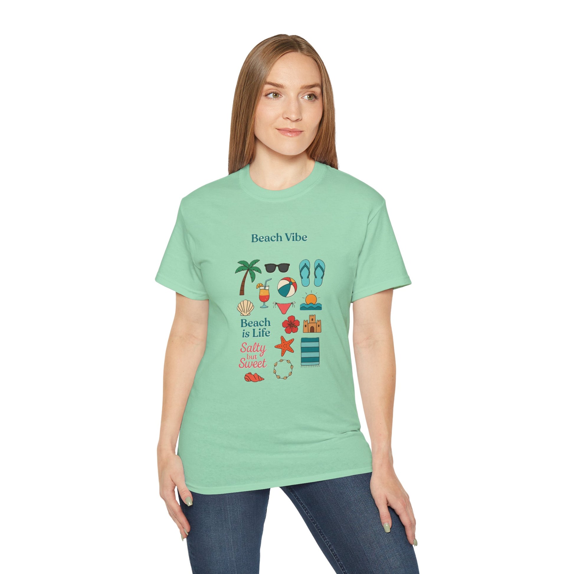 Beach Vibe T-shirt- Mint Green