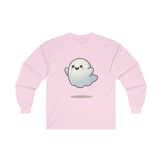 Boo-tiful Spirit Halloween long sleeve shirt in pink with cute ghost graphic.