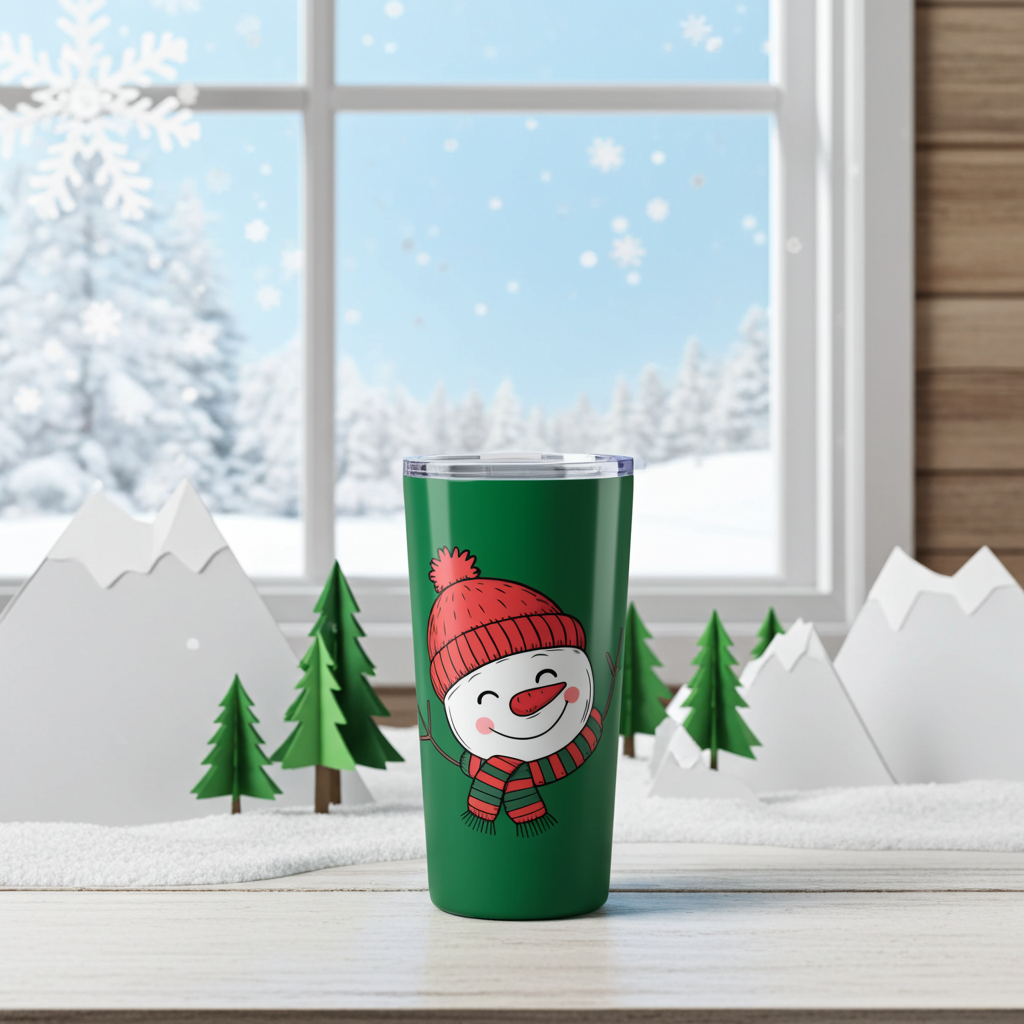 Frosty Friend Winter Green Holiday Tumbler