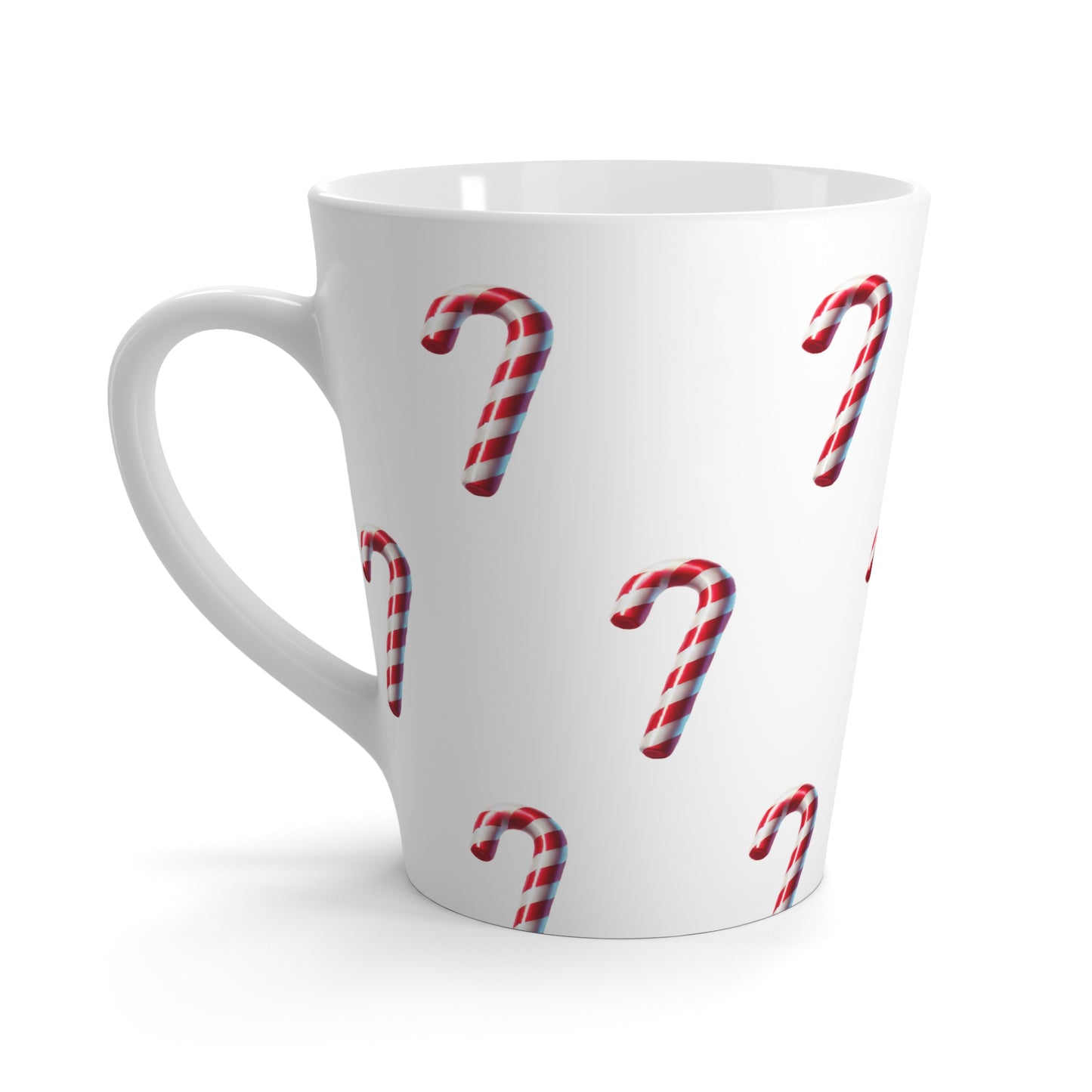 Candy Cane Delight Latte Mug – festive candy cane design 12oz ceramic cup left handle