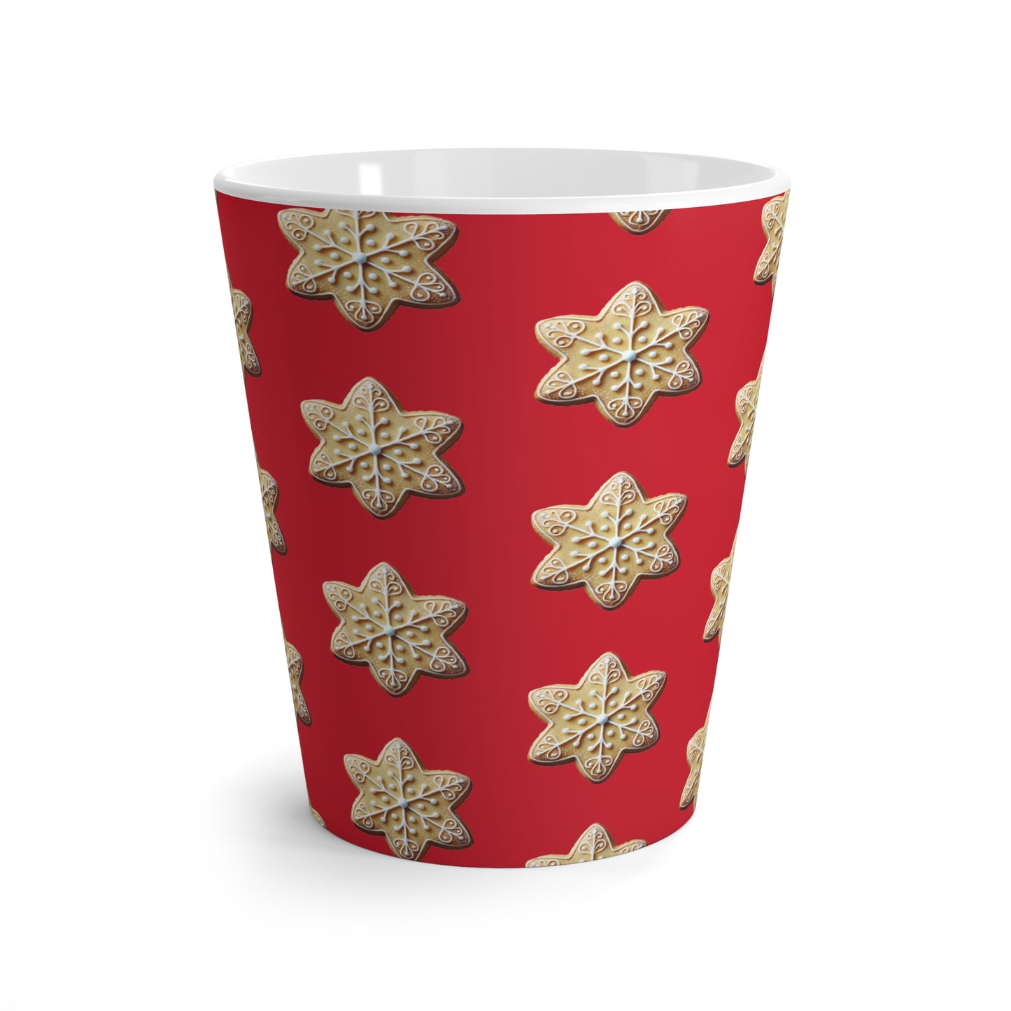 Christmas Cookie Latte Mug – festive holiday ceramic cup with white background