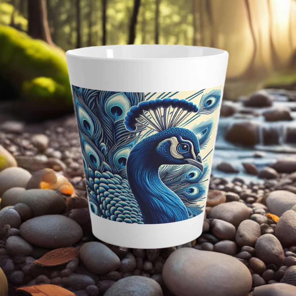 Majestic Peacock Latte Mug