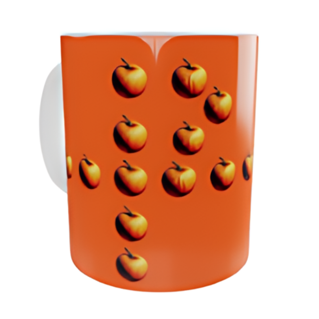 P for Pumpkin Ceramic Mug – pumpkin letter design 11oz white ceramic mug. White background, front view