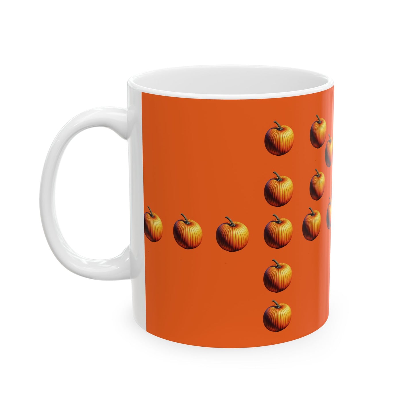 P for Pumpkin Ceramic Mug – pumpkin letter design 11oz white ceramic mug. Left handle