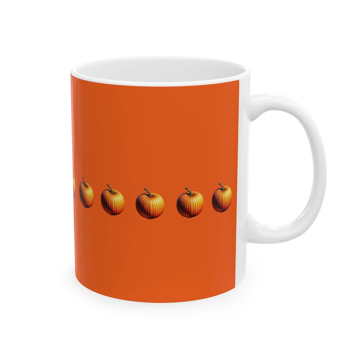 P for Pumpkin Ceramic Mug – pumpkin letter design 11oz white ceramic mug. Right handle