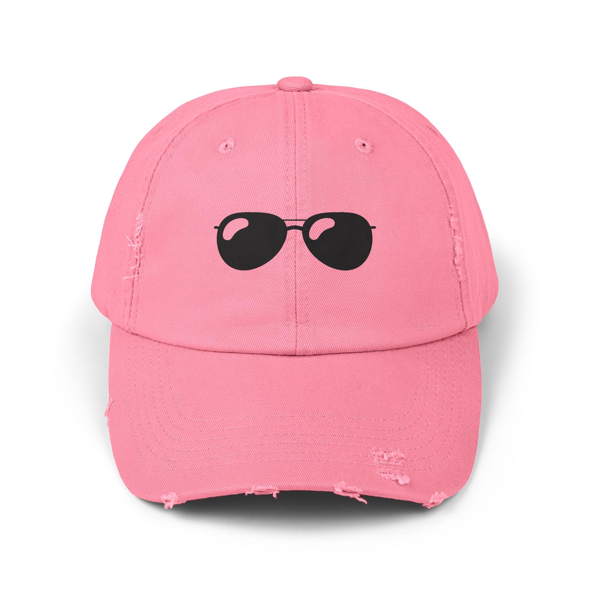 Sassy Shades – Distressed Embroidered Baseball Hat - Pink