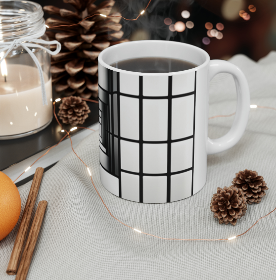 Monochrome Sophistication Ceramic Mug, 11oz