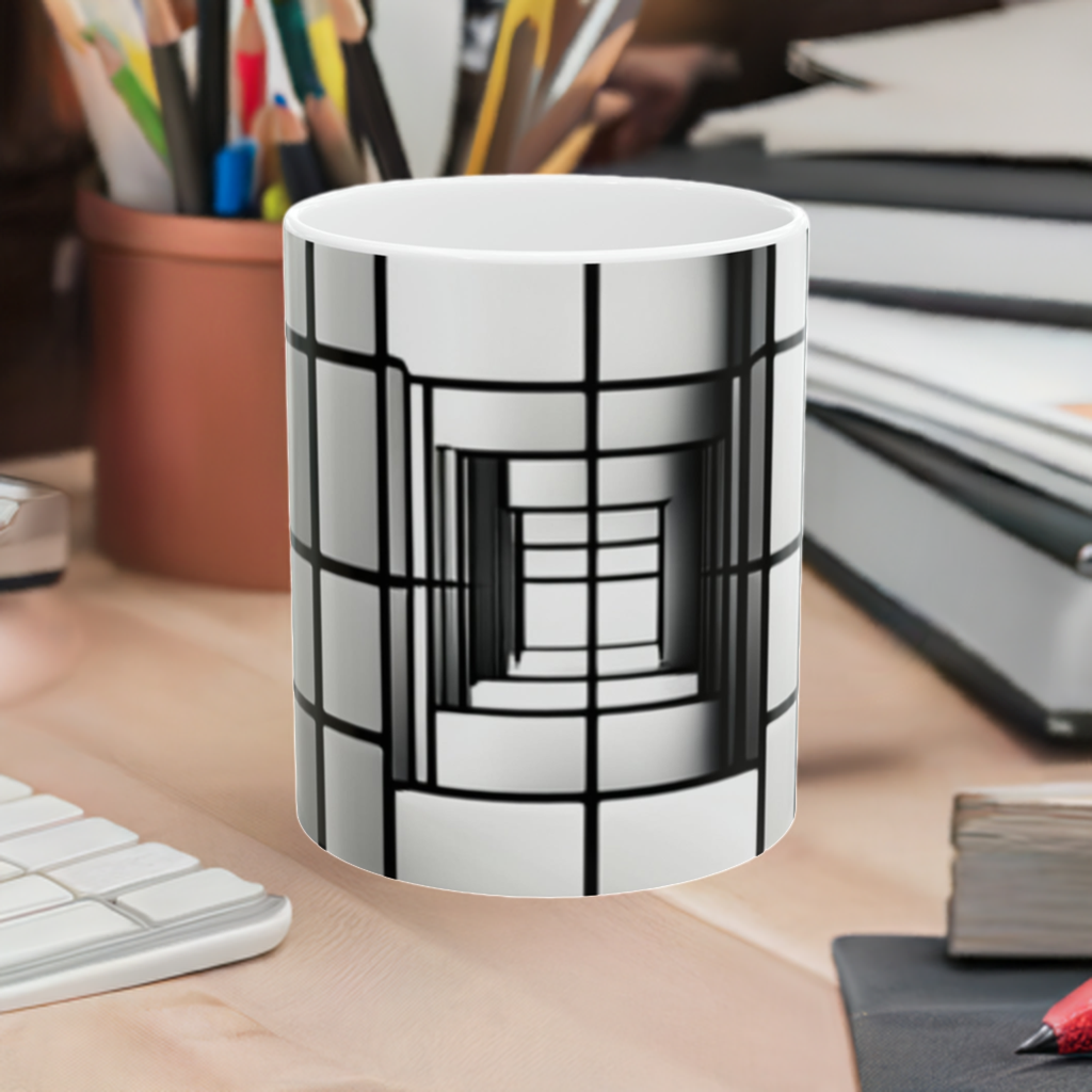 Monochrome Sophistication Ceramic Mug, 11oz