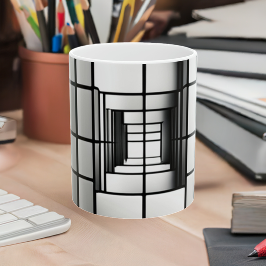 Monochrome Sophistication Ceramic Mug, 11oz