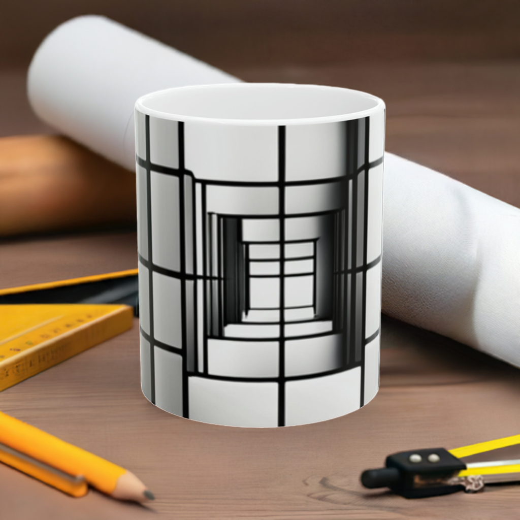 Monochrome Sophistication Ceramic Mug, 11oz